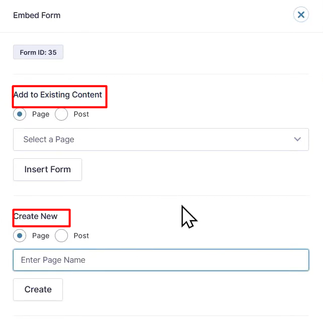 Embedding a contact form