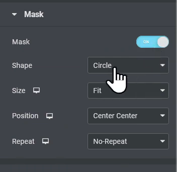 Enable mask and choose shape with elementor