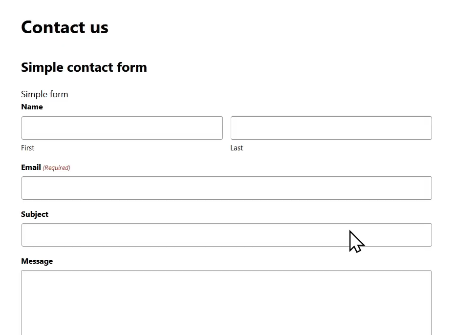 Gravity contact form