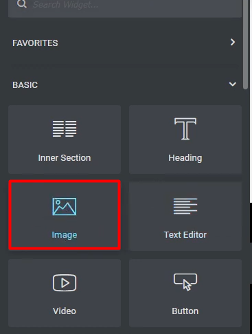 Adding image widget in elementor