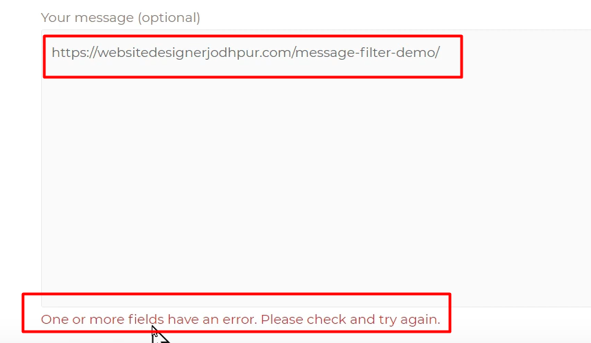 message error in contact form 7