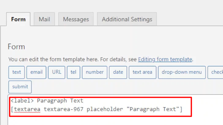 Labeling the paragraph field