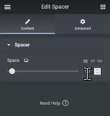 Spacer Widget in elementor