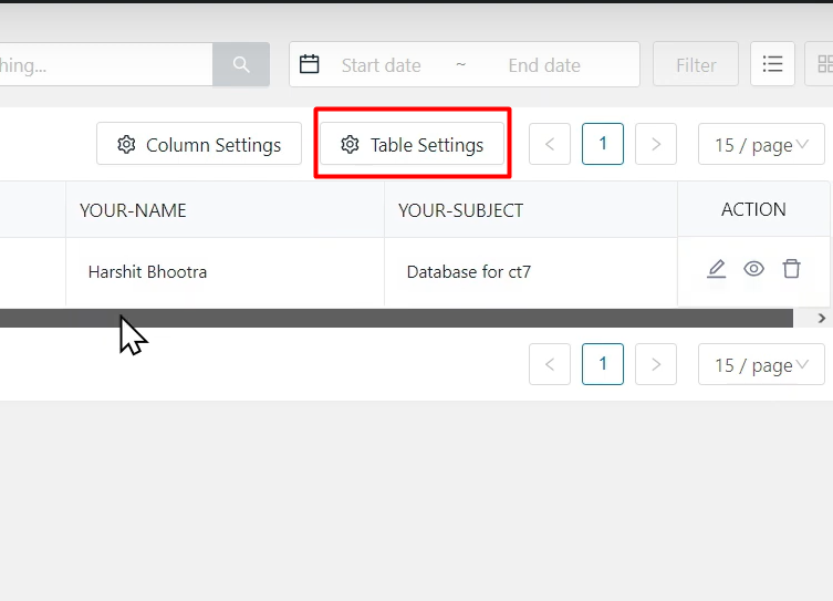 contact form 7 database settings