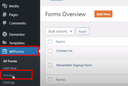 Accessing form entries