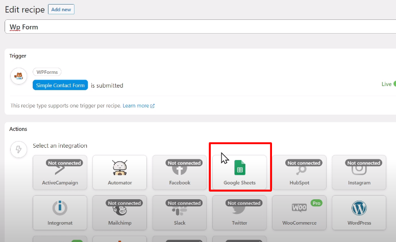 connect wp forms to google sheets