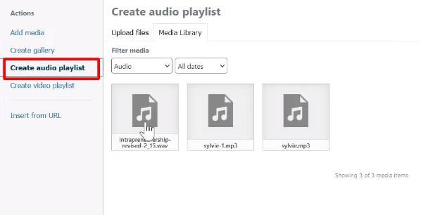 Create audio playlist