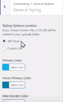 General styling settings