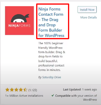 Install & Activate Ninja Forms