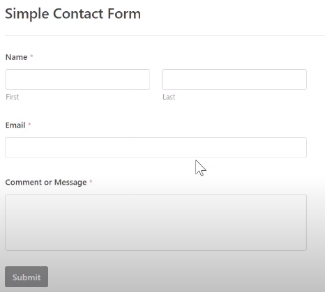 Simple contact form wp forms